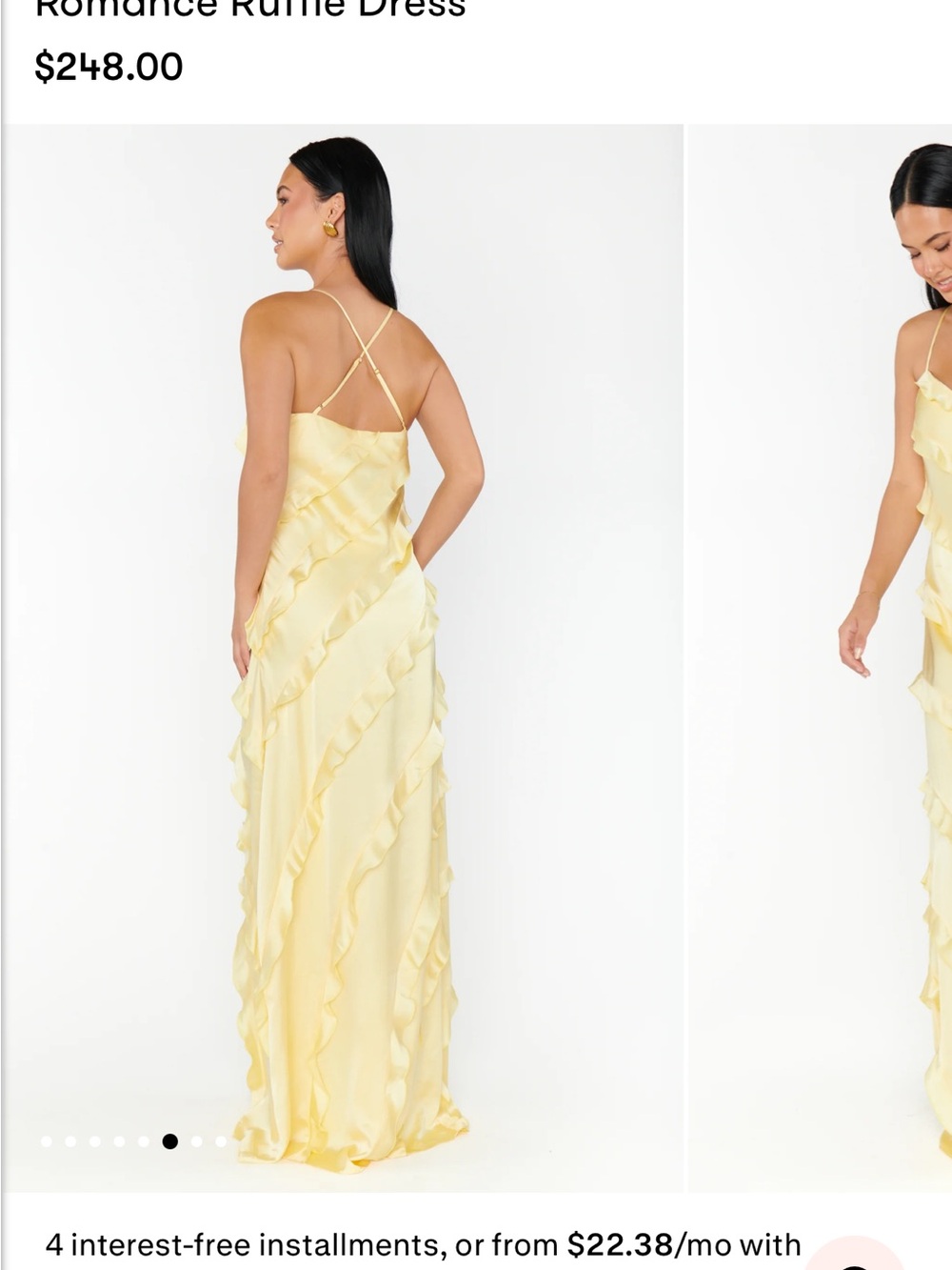 Yellow Satin Ruffle Slip Dress - Picture 5 of 5